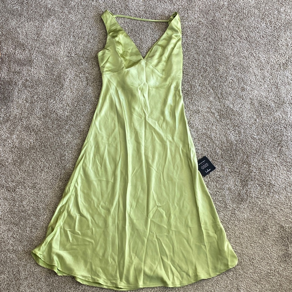 Lulu's Lime Green Backless Slip Dress